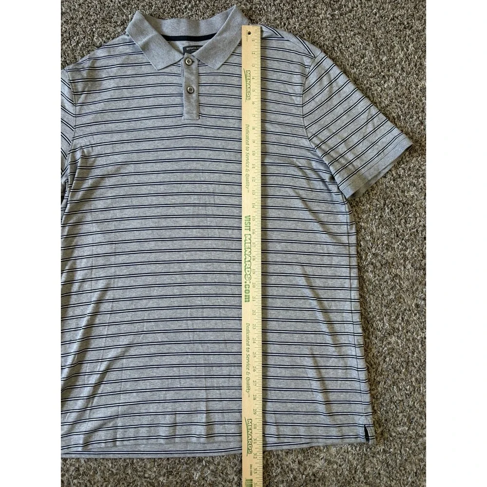 Banana Republic Lux Touch Polo 2XL Tall Gray Striped